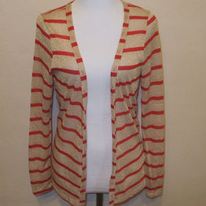 NEW Metallic Gold/Orange Striped Thin Cardigan